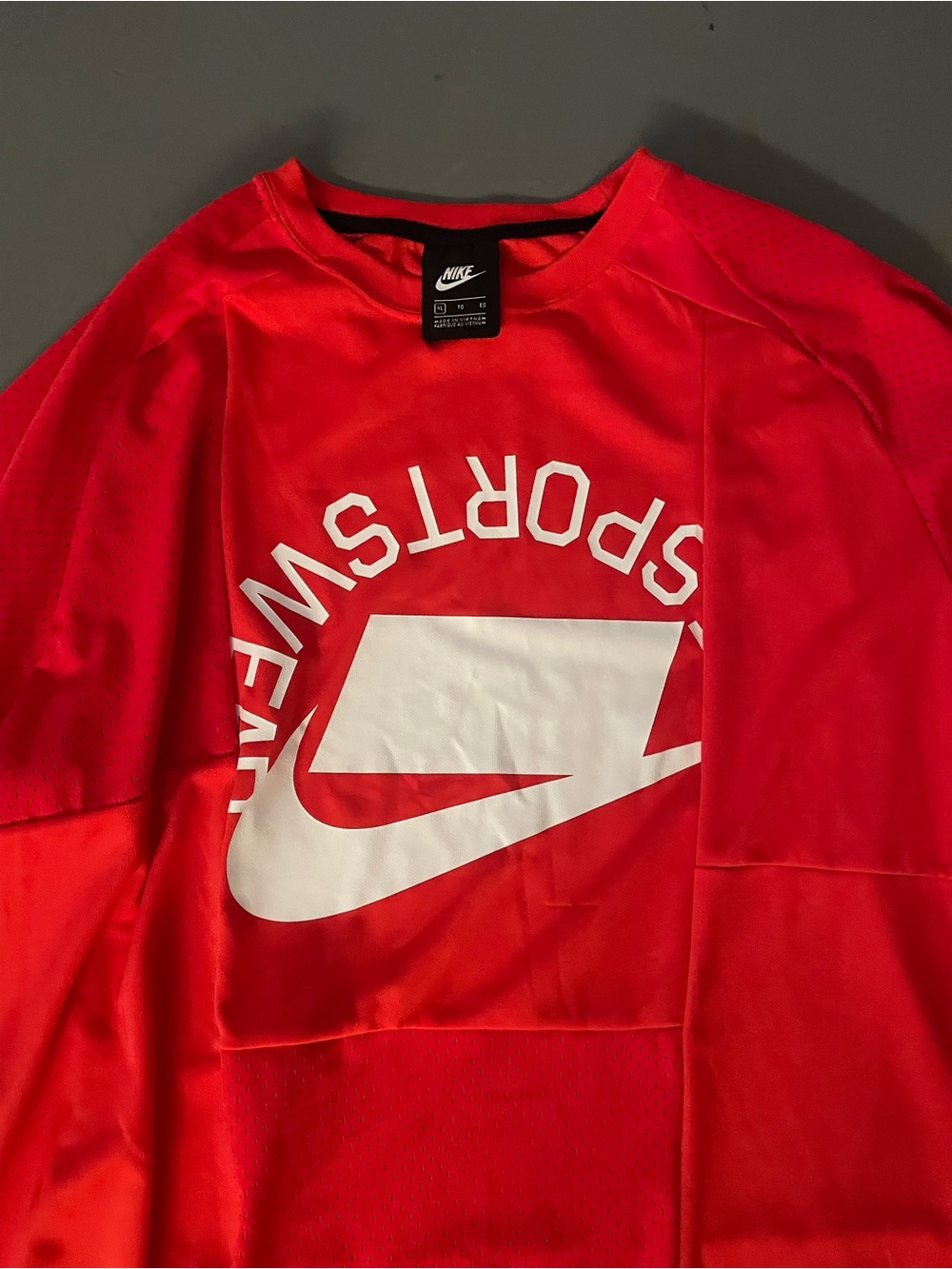 Nike Red Crew Sweatshirt with White Swoosh
